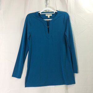Michael Michael Kors Top Shirt Knit Tunic Pullover Blue Stretch Size Medium
